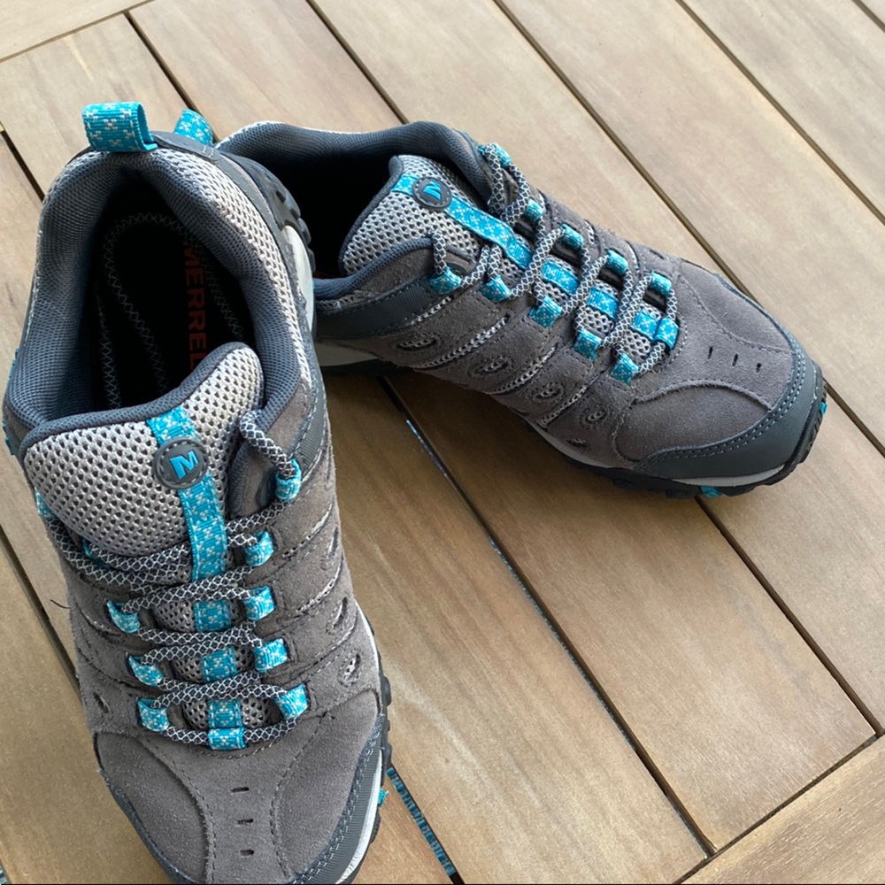 Merrell Gray and Blue Athletic Shoes for Outdoor Adventures
